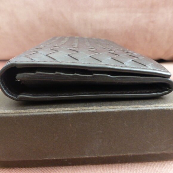 Bottega Veneta Brown Leather Bi-Fold Wallet Intrecciato Woven Design with Box - Picture 6 of 15
